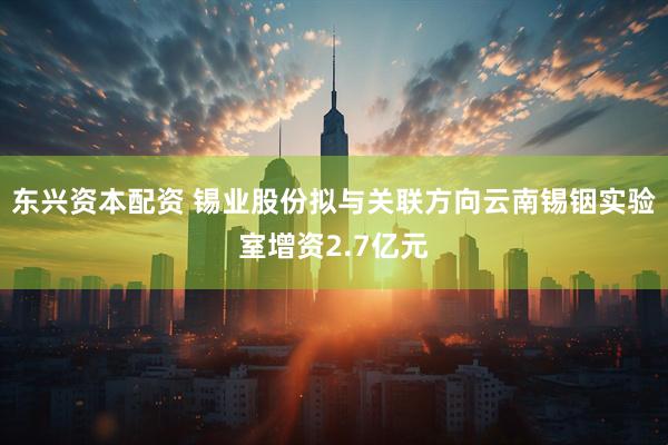 东兴资本配资 锡业股份拟与关联方向云南锡铟实验室增资2.7亿元